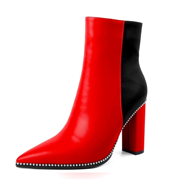 Macy's Shoes - Macy’s, Ladies, Red and Black Leather Ankle Boots. NEW size 7